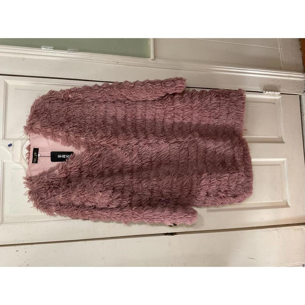 FHILLINUO Mfaux fur coat jacket pinkish mauve